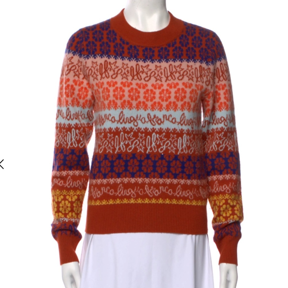 Lingua Franca Women Cashmere Jacquard Pullover Sweater